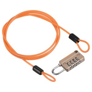 Unique Bargains Locker Luggage Bike 4 Digit Combination Lock with Security Cable Set - 1 of 4