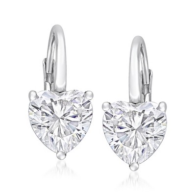Ross-Simons 4.00 ct. t.w. Moissanite Heart Earrings in Sterling Silver