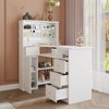 White Nail Table with Built-in Dust Extractor, Tempered Glass Display, Gold Handles Nail Salon Station Makeup Vanity Makeup Table - 4 of 4