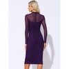 INSPIRE CHIC Women's Mesh Mock Neck Long Sleeve Ruch Elegant Cocktail Bodycon Dress - 3 of 4