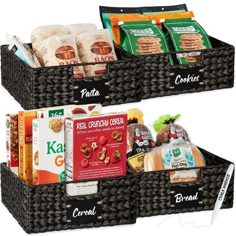 Best Choice Products Set of 4 13in Woven Water Hyacinth Pantry Baskets w/ Chalkboard Label, Chalk Marker - image 1 of 4