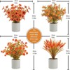 BRINJOY 4-Pack Artificial Autumn Flowers - Orange Fall Potted Fake Plants for Thanksgiving Table Centerpieces & Home Deco - 3 of 4