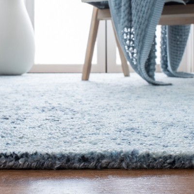 Light Blue Hand-Tufted Wool Square Area Rug, 6 x 6 ft