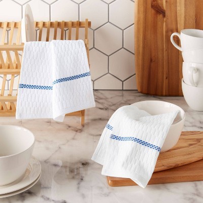 Clorox 6pk Antimicrobial 12" X 12" Dish Cloth Set - White/Navy Blue