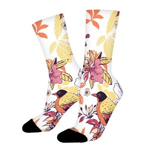 Spring Birds Women Printed Crew Socks Funny Funky Socks Soft Polyester Novelty Gifts for Artists Men - 1 of 1