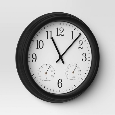 16&#34; Outdoor Wall Clock Charcoal Gray - Threshold&#8482;