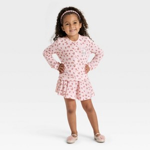 Toddler Girls' 2pc Hello Kitty Floral Cardigan Sweater and Skirt Set - Pink - 1 of 4