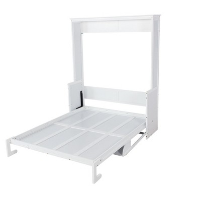 YOOCOZZ Queen Size Wood Murphy Bed Wall Bed with Gas Struts - White