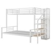 TIRAMISUBEST Twin over Full Size Metal Bunk Bed with Storage Staircase and Open Wardrobe, Versatile Bunk Bedframe with Storage Shelves - 4 of 4