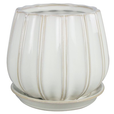 Trendspot Contour Ceramic Planter - 5.5 in. - White - Case of 2