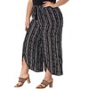 Agnes Orinda Women's Plus Size Split Elastic Waist Flowy Striped Casual Wide Leg Fashion Pants - 3 of 4