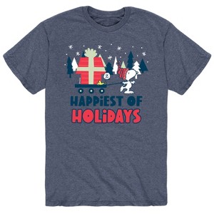 Men's - Peanuts - Happiest Of Holidays Short Sleeve Graphic T-Shirt - 1 of 4