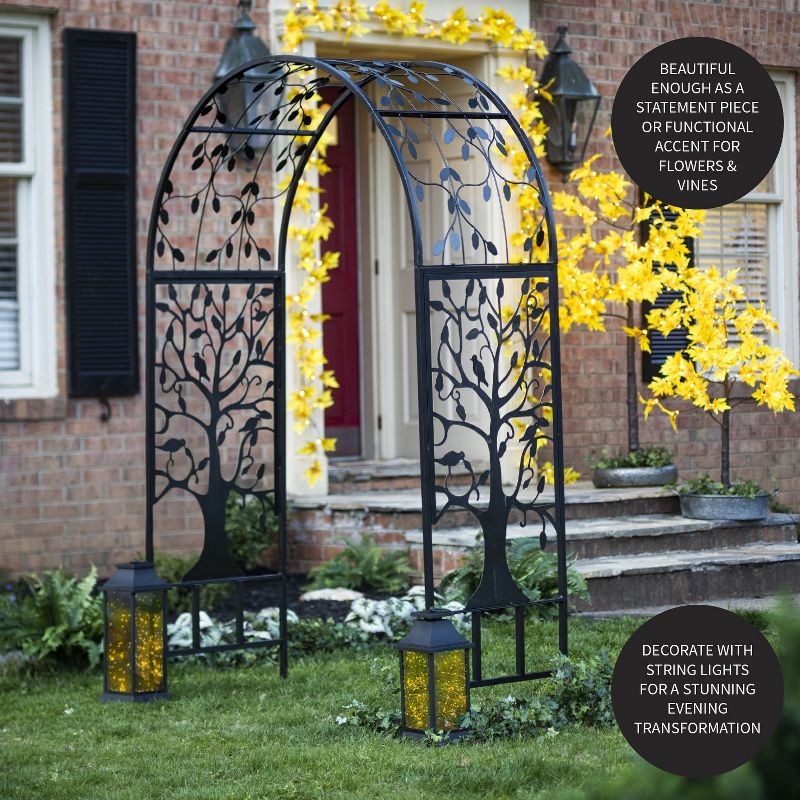 Plow & Hearth - Wide Arch Metal Garden Arbor with Tree of Life Design, 2 of 8