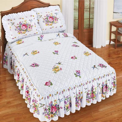 King White Floral Polyester Summer Bedspread