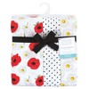 Hudson Baby Infant Girl Cotton Muslin Swaddle Blankets, Red Poppy Daisy, 3-Pack - 2 of 4