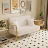 59-Inch Teddy Fleece Loveseat Sofa, Modern Soft Fabric Comfy Sofa With 4 Metal Legs, Comfortable Armrest - 2 of 4