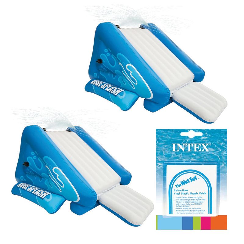 Intex Inflatable Swimming Pool Water Slide, Blue (2 Pack) & Intex Repair Kit, 1 of 7