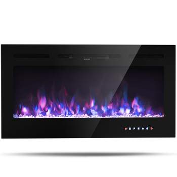 Tangkula 36"/40"/50" Recessed Electric Fireplace Wall Mounted Heater w/Remote Control 750W/1500W mode Adjustable Flame