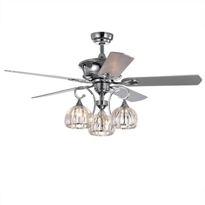 52"x52"x26" 3-Light Mavyn Chrome Ceiling Fan Gray - Warehouse Of Tiffany: Reversible, Remote-Controlled