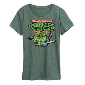 Women's - Teenage Mutant Ninja Turtles - Gaming Group And Logo Short Sleeve Graphic T-Shirt - 1 of 4