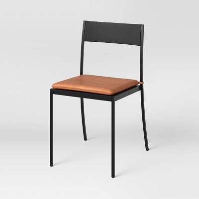 Clion Metal Dining Chair Black/Caramel Faux Leather - Threshold™