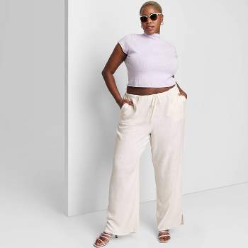 Women's Mid-Rise Wide Leg Relaxed Linen Pants - Wild Fable™