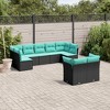 vidaXL Garden Sofa Set Black PE Rattan Large Adjustable Feet - 2 of 4