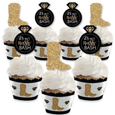 Big Dot of Happiness Nash Bash - Cupcake Decoration - Nashville Bachelorette Party Cupcake Wrappers and Treat Picks Kit - Set of 24