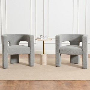 KINWELL 28" Wide Boucle Upholstered Square Armchair (Set of 2) - 1 of 4