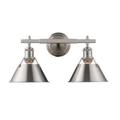 Pewter Transitional 2-Light Bath Vanity Fixture