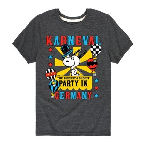 Boys' - Peanuts - Karneval Biggest Oldest Party Germany Short Sleeve Graphic T-Shirt - 1 of 4