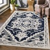 Vintage Rug Non Slip Medallion Floral Textured Accent Rugs  Low Pile Non Shedding Rug for Living Room Bedroom Home Office - 3 of 4