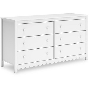 wood dresser with white drawers WLIVE Wide 6-Drawer Modern Horizontal Wood Dresser Black main image 0