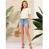 Allegra K Women's Floral Peter Pan Collar Lace Trim Ruffle Sleeve Blouses - 2 of 4
