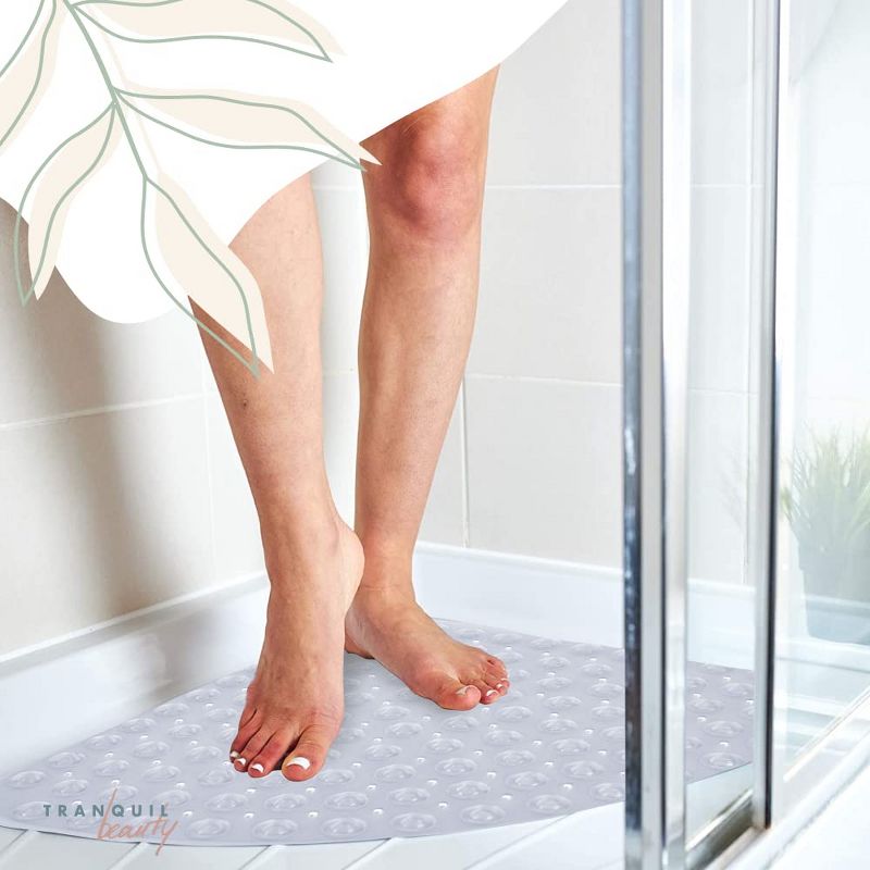 Tranquil Beauty 21" x 21" Clear Curved Non-Slip Shower and Bath Mats with Suction Cups Ideal for Kids & Elderly, 5 of 8