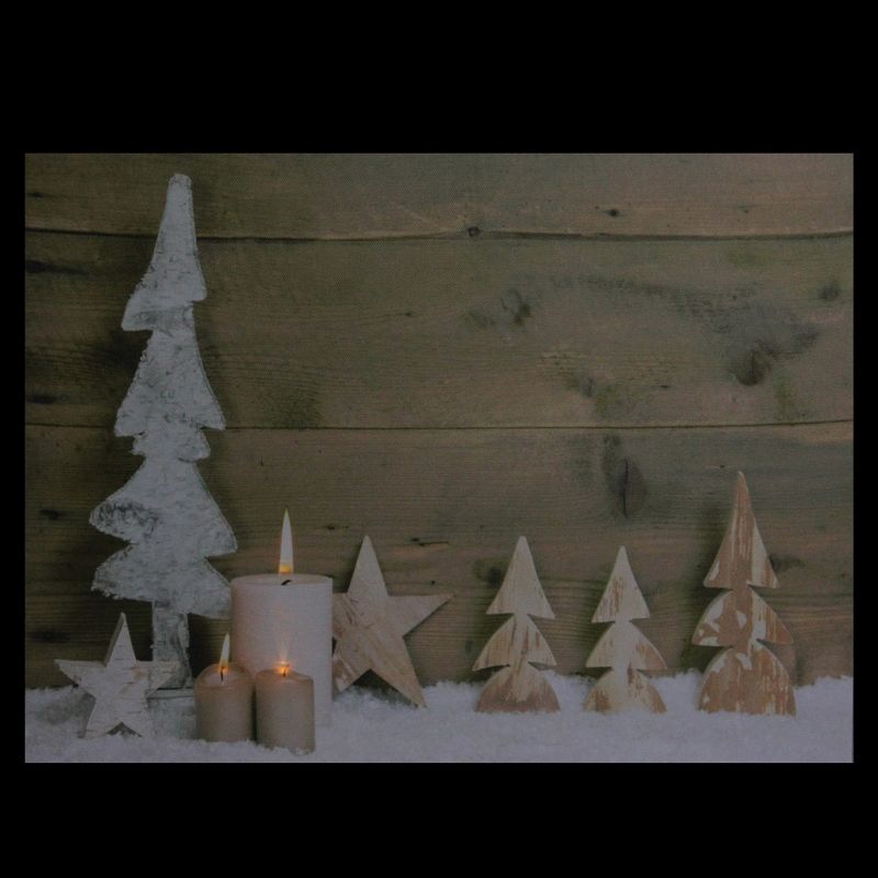 Northlight LED Lighted Flickering Candles and Winter Wooden Trees Canvas Wall Art 12" x 15.75", 3 of 4