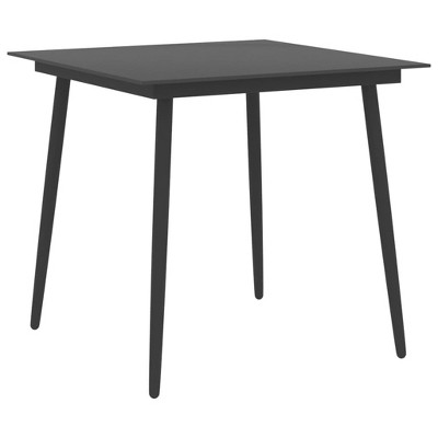 vidaXL Patio Dining Table Black 31.5 in.x31.5 in.x29.1 in. Steel and Glass