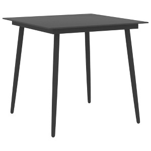 vidaXL Patio Dining Table Black 31.5 in.x31.5 in.x29.1 in. Steel and Glass - 1 of 4