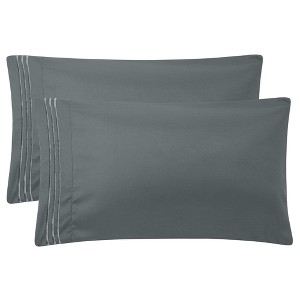 PiccoCasa Breathable Soft Embroidery Zipper Brushed Pillowcases 2 Pcs - 1 of 4