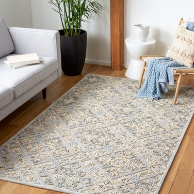 Trace Beige and Silver Hand-Tufted Wool Area Rug 4' x 6'