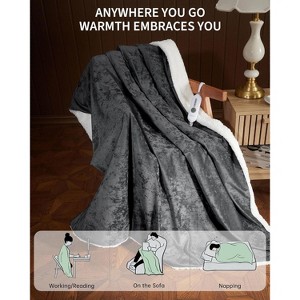 Washable Electric Heated Throw, Double-Side Velvet Soft Fast Heating Blanket, Heat Levels & Auto Off, Over-Heat Protection - 1 of 4