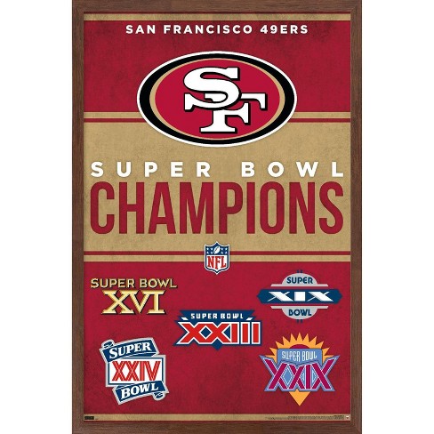 Trends International NFL San Francisco 49ers - Champions 23 Framed Wall  Poster Prints Mahogany Framed Version 22.375' x 34'