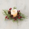 Sullivans 8" Artificial Cedar, Berry, and Pine Cone Christmas Mini Wreath, Green - 2 of 2