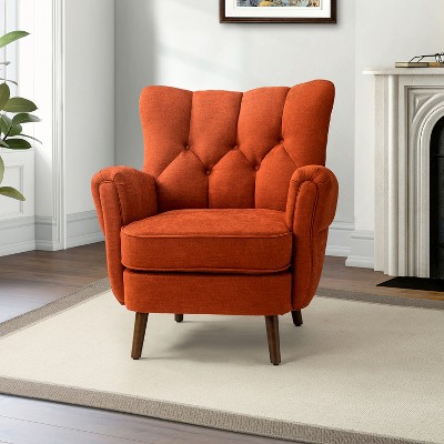 Dittmar Mid Century Club Chair With Wingback And Button tufted