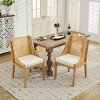 Rattan Dining Chair with Linen Upholstered Seat, Rustic Natural Solid Wood Chair for Kitchen, Dining Room, or Living Room – The Pop Home - 2 of 4