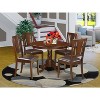 HomeStock 5-Pc Round Mahogany Finish Solid Wood Top Dining table with 4 Chairs - 2 of 4