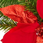 9ft pine needle pvc pe mixed christmas flower vine (1pc red + gold vine)