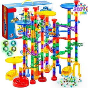 Joyfy 207Pcs Glowing Marble Run Construction Building Blocks Engineering Toys with 5 Glow in The Dark Glass Marbles Educational STEM Toy for Kids Gift - 1 of 4
