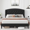 homfan Upholstered Bed Frame, Wingback Headboard, Velvet Platform Bed, Button Tufted Design, No Box Spring Needed - 2 of 4