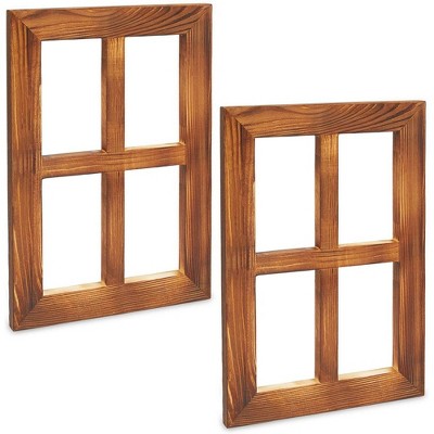 Juvale 2 Pack Window Pane Frame Set, Farmhouse Home Décor (Brown, 11 x 15.8 in)